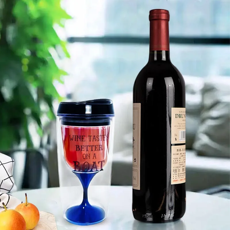 10oz Popular New Design Double Wall Transparent Plastic BPA Free Customized Color Logo For Party Festival