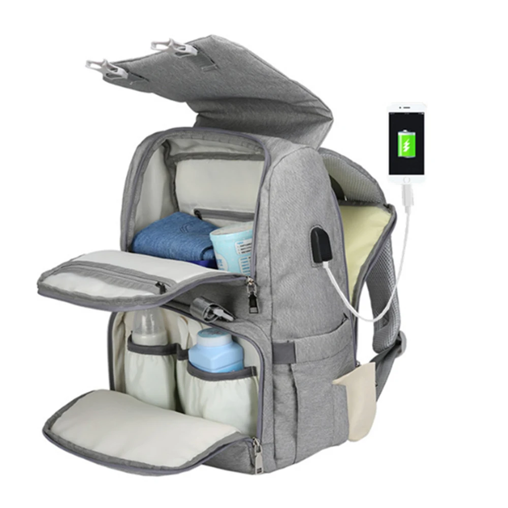 Wholesale Mummy Baby Bag Waterproof Multi-function Travel Baby Diaper Bag Backpack With Usb Charging Port