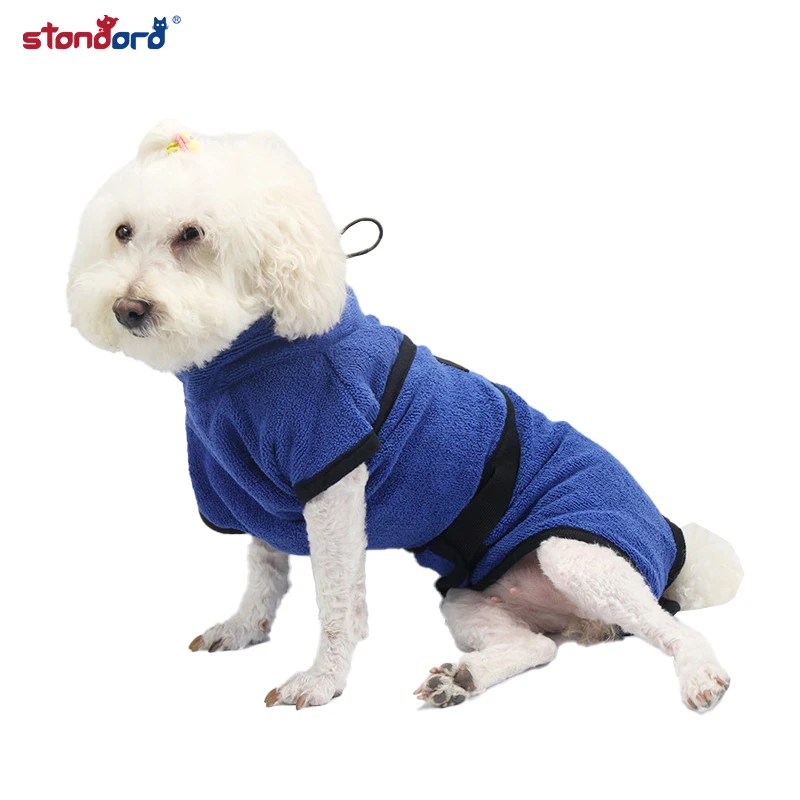 New pet clothing dog bathrobe microfiber good absorption dog sweater pet clothes classic belt design high quality