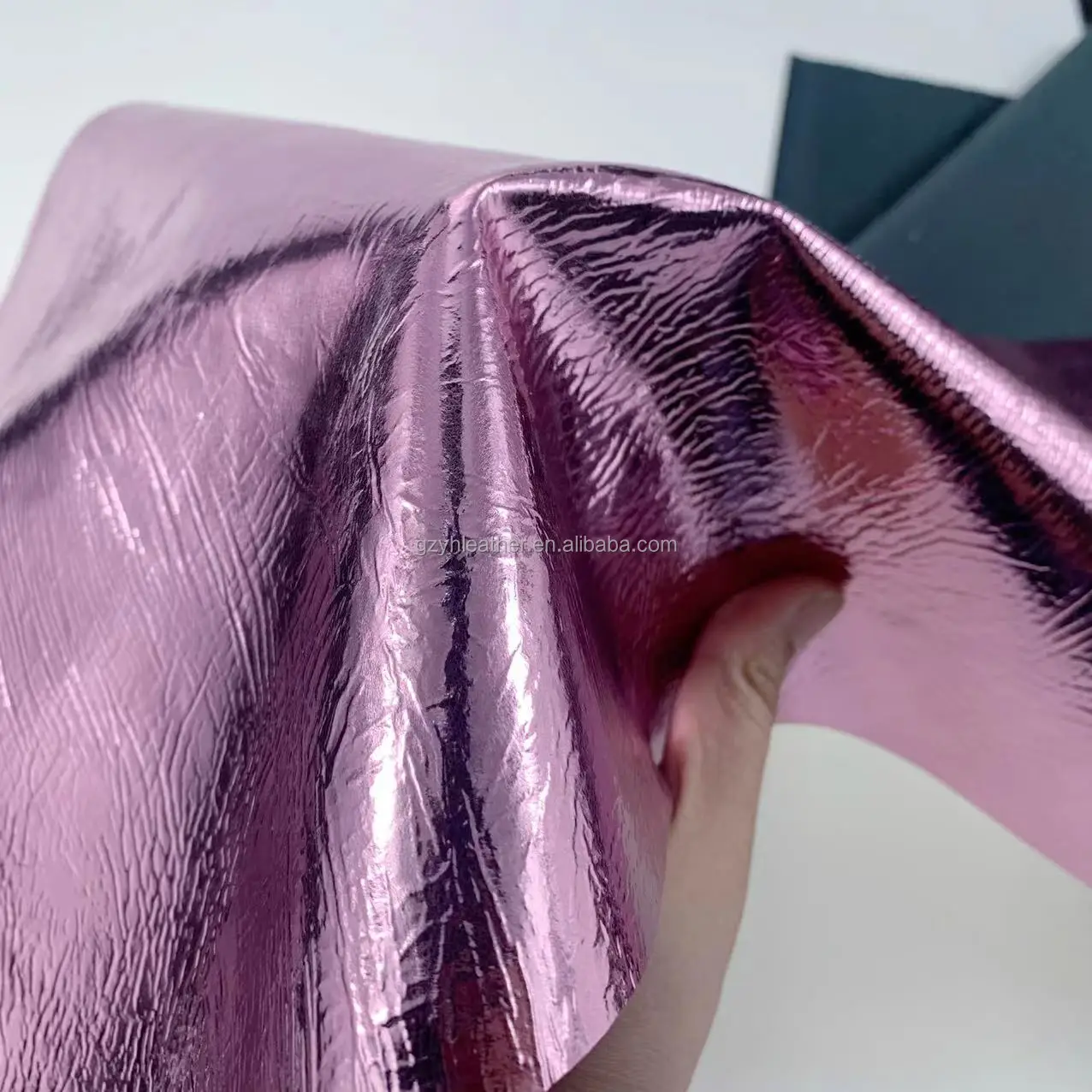 0.8mm gorgeous metallic water ripple TPU foiled synthetic faux pu leather for bags shoes belts decoration