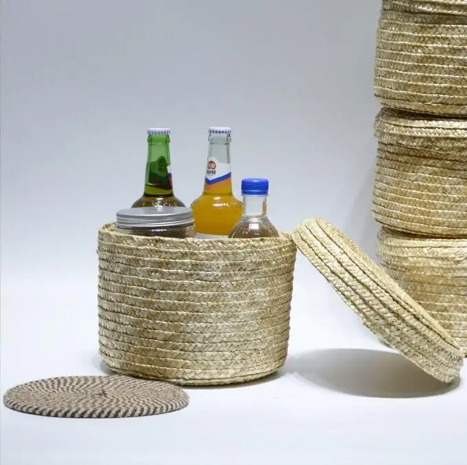 New Fashion Natural Sea Grass Woven Sundties Storage Basket with Lid