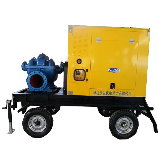 Manufacturer 12inch dewatering diesel water pump mobile double suction split pump centrifugal pump for agriculture irrigation