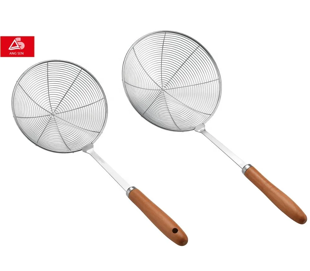 
Stainless steel wire mesh skimmer with wooden handle 