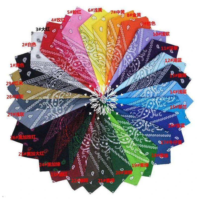 Unisex Double Sided Print Paisley Cotton Bandana Head Wrap Scarf