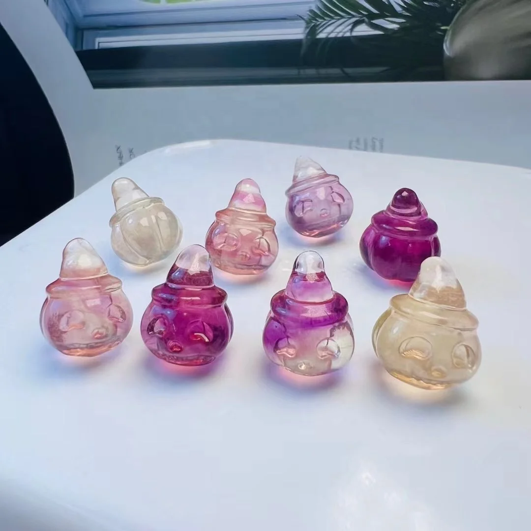 Wholesale Natural Crystal 2023 Halloween Fluorite Ghosts Skulls Small Crafts Holiday Decoration Gifts
