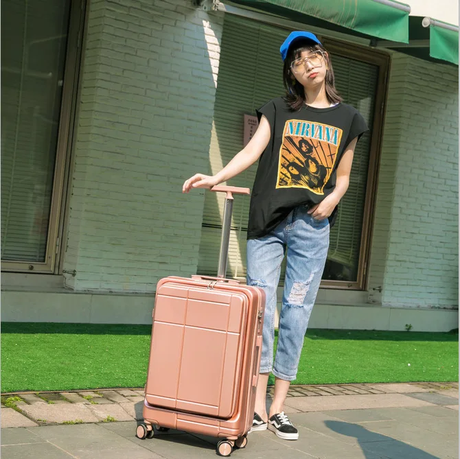 new front opening suitcase female password box pull rod box custom LOGO student travel luggage manufacturers direct sales