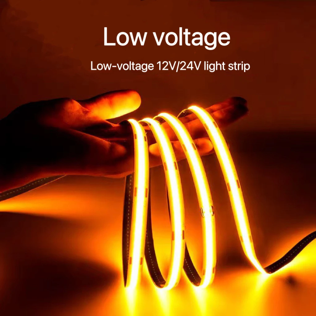 High Brightness 24V Flexible LED Strip Light Self-Adhesive Flicker-Free Cob for Living Room 5m Low Voltage 12V Light Strip