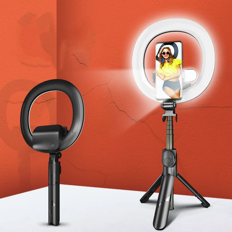 Portable Flexible Fill Light Selfie Stick Square Shape Ring Light Wireless Button Battery Operated Ring Lamp