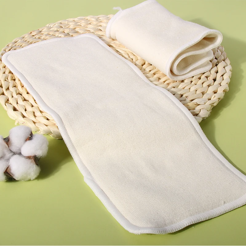 Babyshow RTS 13.5*35CM Organic Bamboo Hemp Inserts 4 Layers Natural Eco-friendly Cloth Diaper Inserts Washable Nappy Booster