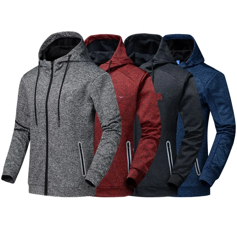 
Cationic fabric sportswear fitness running wear reflective track suit sports spandexhoodies men gym 