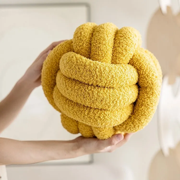 Hot Sales Fluffy 3 Tube Boucle Knot Ball Decorative Sofa Cushion Home Decor Knot Cushion Pillow