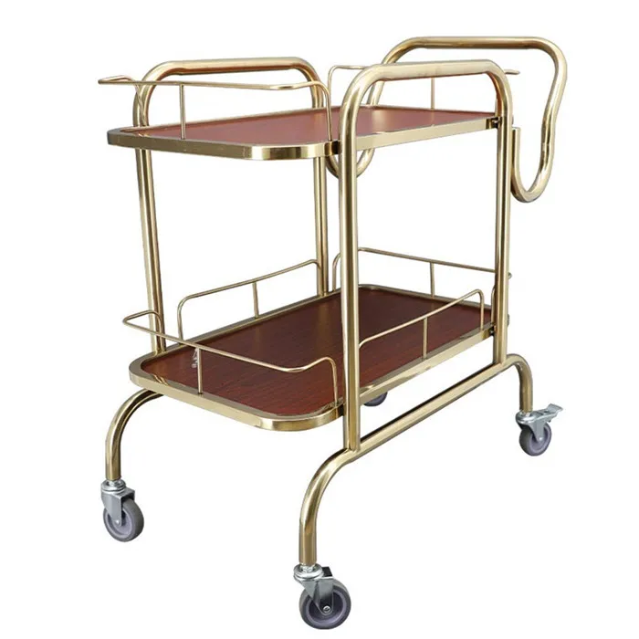 Multi Functional Stainless Steel Trolley Service Trolley Storage Shelf with Locking Wheels 2 Shelf Stainless Steel cart