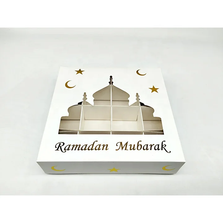 Star and Moon Design Gold Foil Chocolate Box 16 Counts Folded Box Cardboard Tower window Black and White Cardboard Gift Box