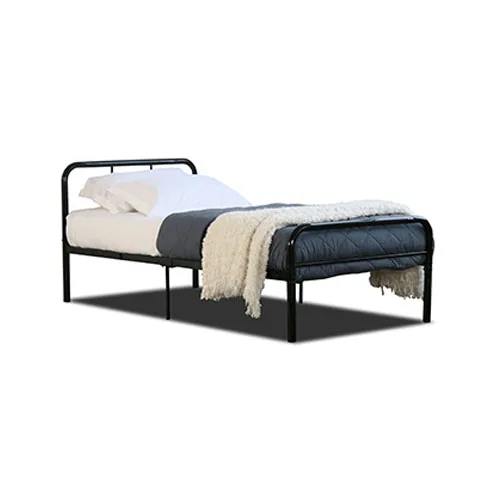 ENTRADA Modern Metal Bed Frame with Evergreen Design Curved Iron Headboard Single or Double Size for Bedroom Hotel or School