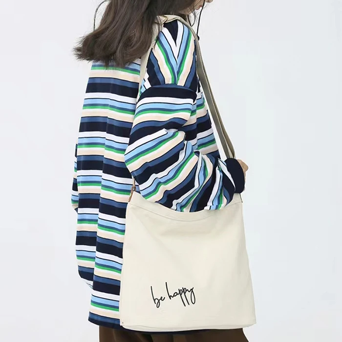 Shoulder custom printed logo canvas messenger bags man postman sling for women crossbody bag woman