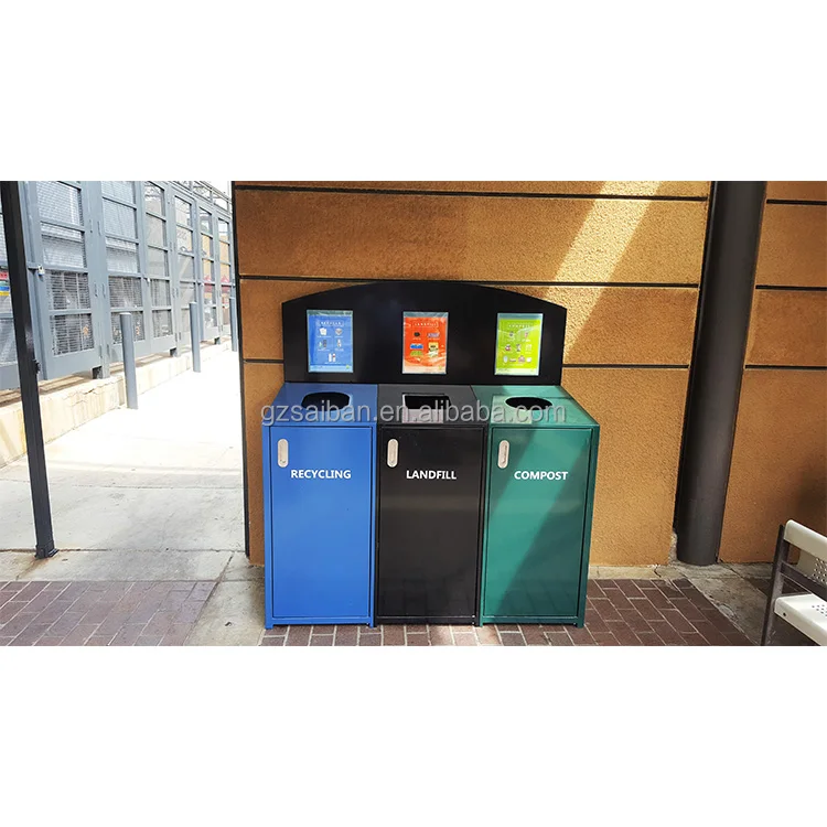 Classified trash can street decorative garbage cans 4-classified trash bin outdoor for park