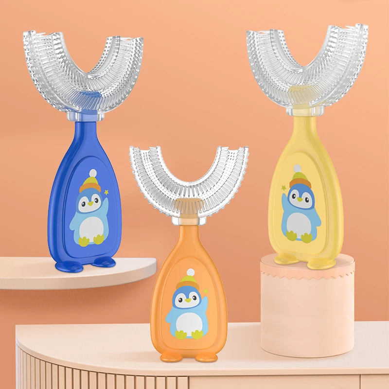 Factory Price 2 sizes Baby toothbrush Eco-Friendly Silicone U Shape manual tooth brush