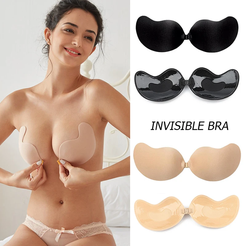 Self Adhesive Bra Nude Invisible Cover Bra Pad Sexy Strapless Breast Petals Mango Silicone Chest Stickers Lift Up Nude Bra