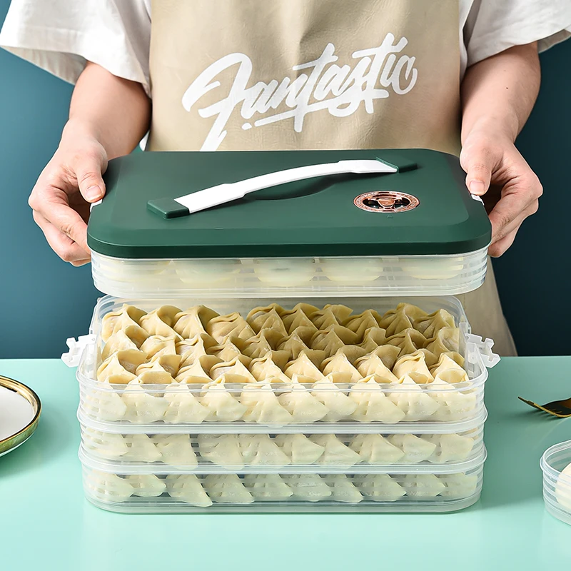 Transparent Food Storage Box Dumpling Storage Box Refrigerator Crisper Organizer Kitchen Accessories Sealed Box