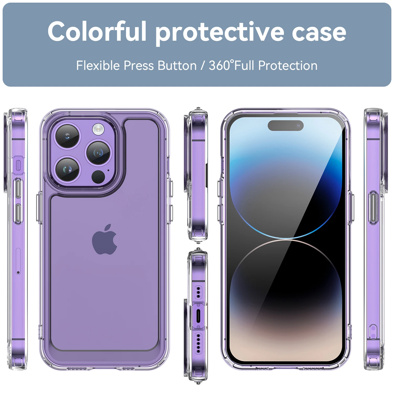 Прозрачный прозрачный акриловый чехол для мобильного телефона iPhone 11 12 13 14 фиолетовый Чехол 15 pro max plus чехлы телефонов