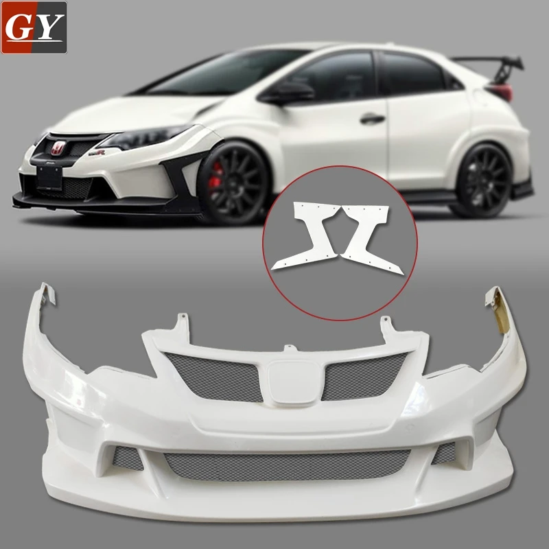FIBERGLASS MU STYLE FRONT AERO BUMPER FOR HONDA 15-17 FK2 TYPE-R