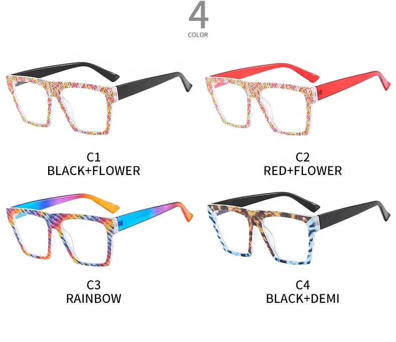 BL904 Plastic Vintage Rainbow Glasses Oversized Colorful Square Eyeglasses Frames 2024
