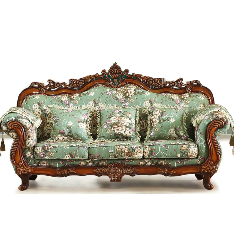 Removable And Washable European-style Fabric Sofa 123 Combination American Pastoral Solid Wood Carved Living Room Furniture