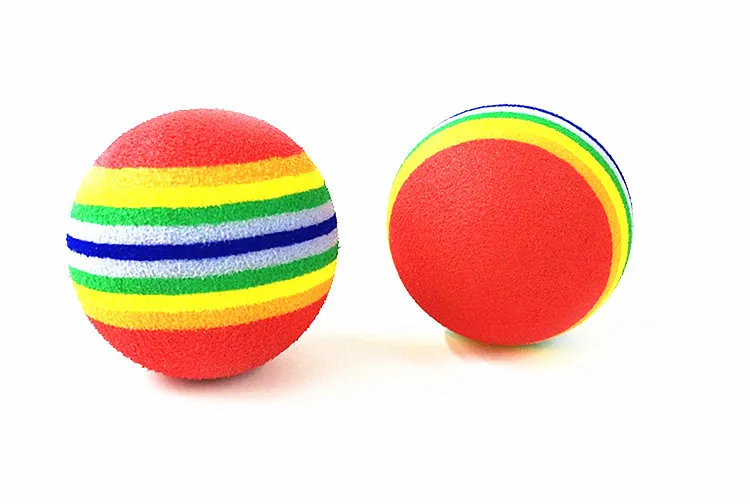 Red Rainbow Cat Toy Balls Soft EVA Foam Toys Small Dogs Puppies Toy Balls Chase Quiet Play Sponge Ball