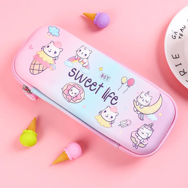 BEYOND stationery pu cover large capacity custom 3d eva horse cute cat ice cream kids pencil case for girls boys