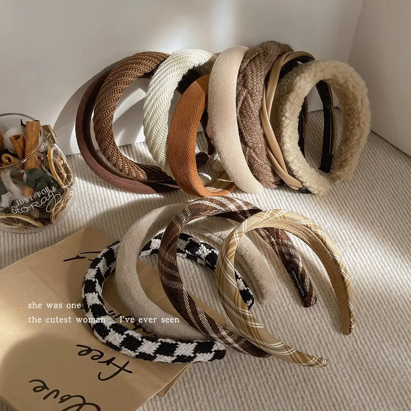 Korean Fashionable Retro Plaid Headband French Simple Hairband  New headbands for women designer accessories