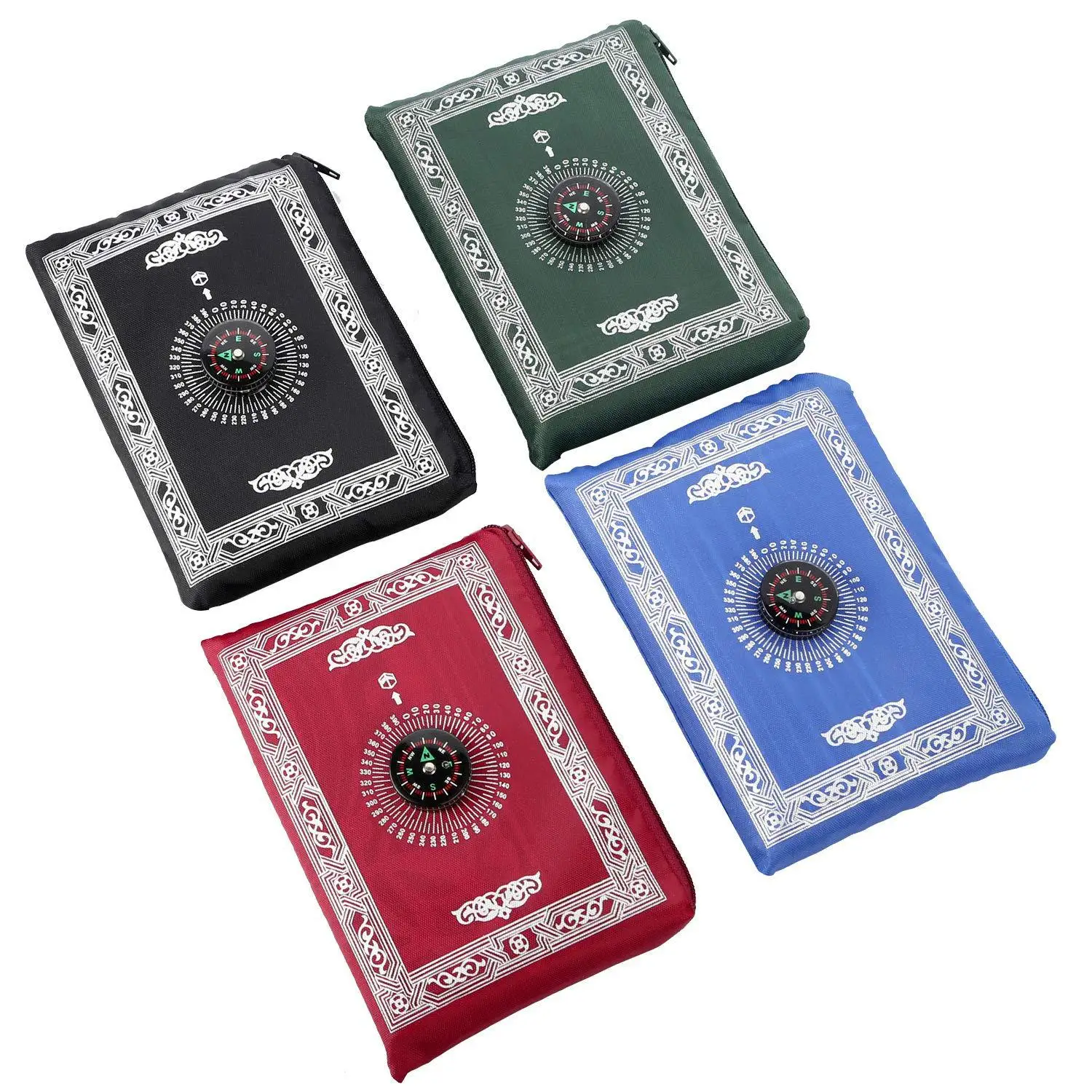Bulk wholesale islam mosque travel prayer mat with compass Qibla finder with booklet portable pocket prayer mat for muslim