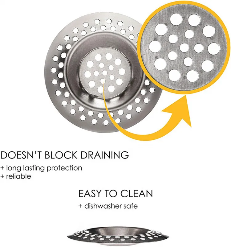 
Portable Steel Hair Catcher, Standard Strainer Drain Protector from Clog for Bathroom, Kitchen, Shower 