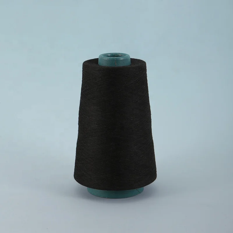 100% Polyester 32S Ring Spun Melange Yarn Hot Sale 100% Black Yarn For Knitting And Weaving