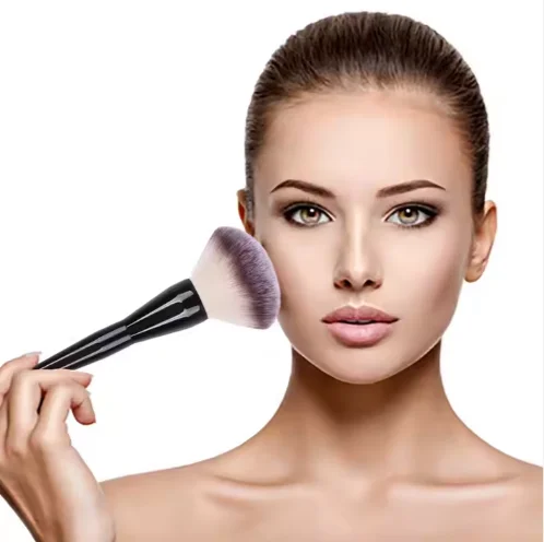 IMAN 2024 Black Soft Makeup Brushes Large Powder Foundation Make up Brushes Cruelty Free Print Logo Foundation Makeup Brush