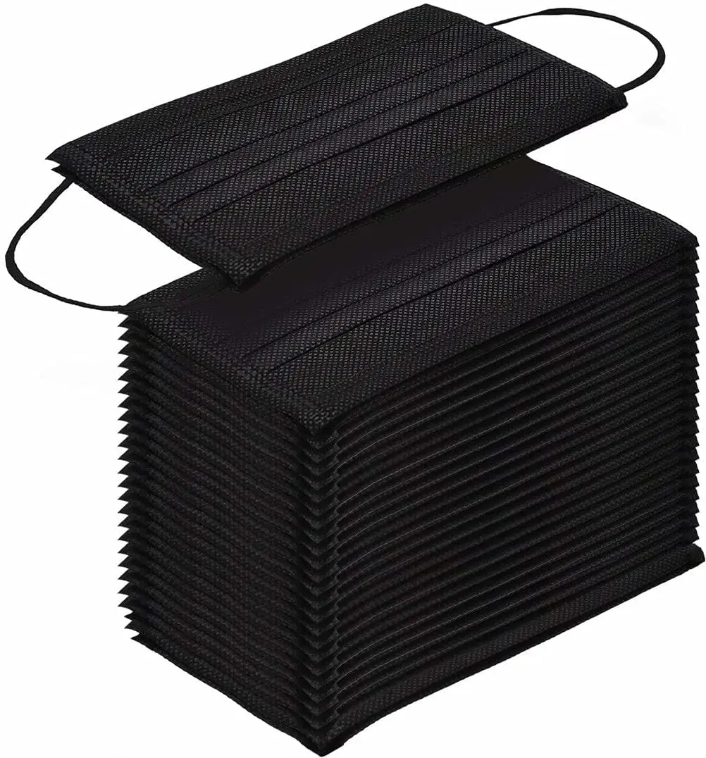 Personal Care Breathable Non-woven Mouth Cover 3 Layers Disposable Black Facial Mask With Nose Clip