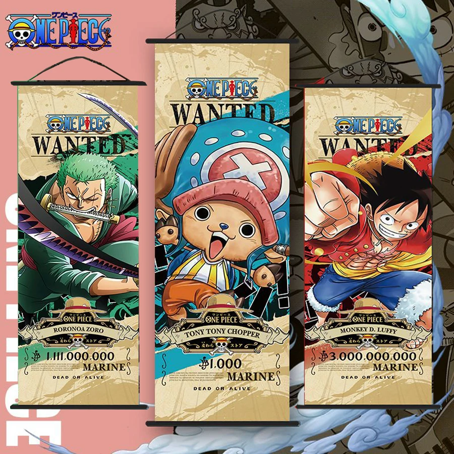 Best Selling Thermal Transfer Printing Japanese Comic One Piece Zoro Luffy Anime Hanging Poster Wall Scroll Painting
