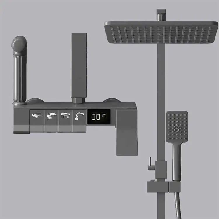 Piano Shower Set LED Digital Wall Mounted Thermostatic Shower Mixer With 4 valve Hydro Shower