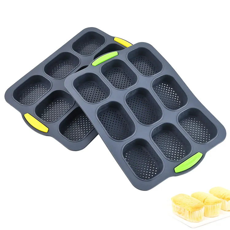 Silicone Cake Tools French Bread Baking Mold 8 Cavity DIY Non-Stick Form Perforated Muffin Pan Loaf Baking Hamburger Mould