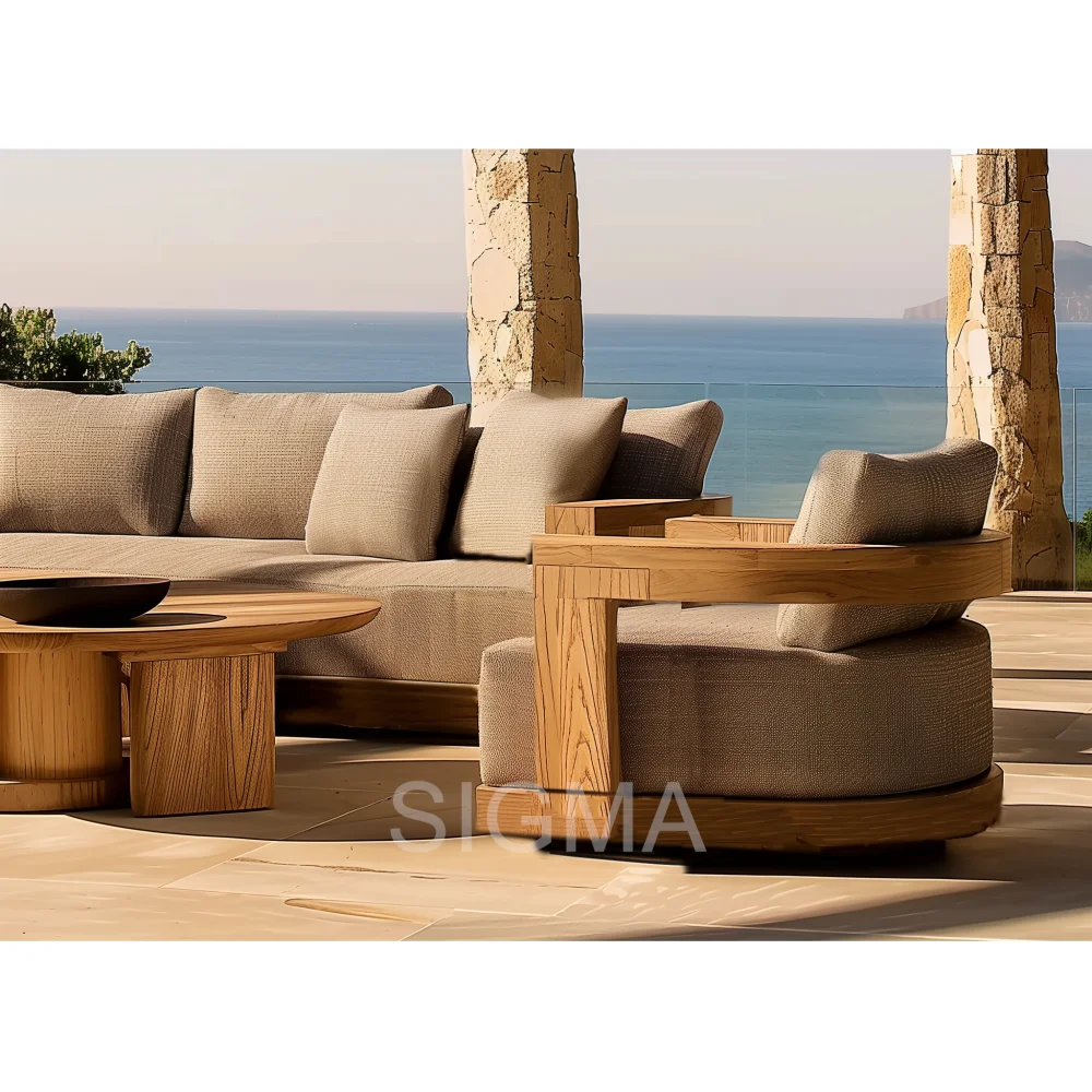 Newest Design Luxury Patio Furniture Garden Teak Wood Sofa Water-proof Outdoor Teak Sofa Set