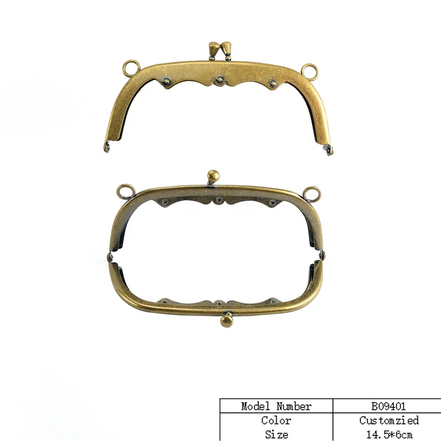 Customized Wholesale Bead head shape half round purse metal kiss lock frame bag frame closure