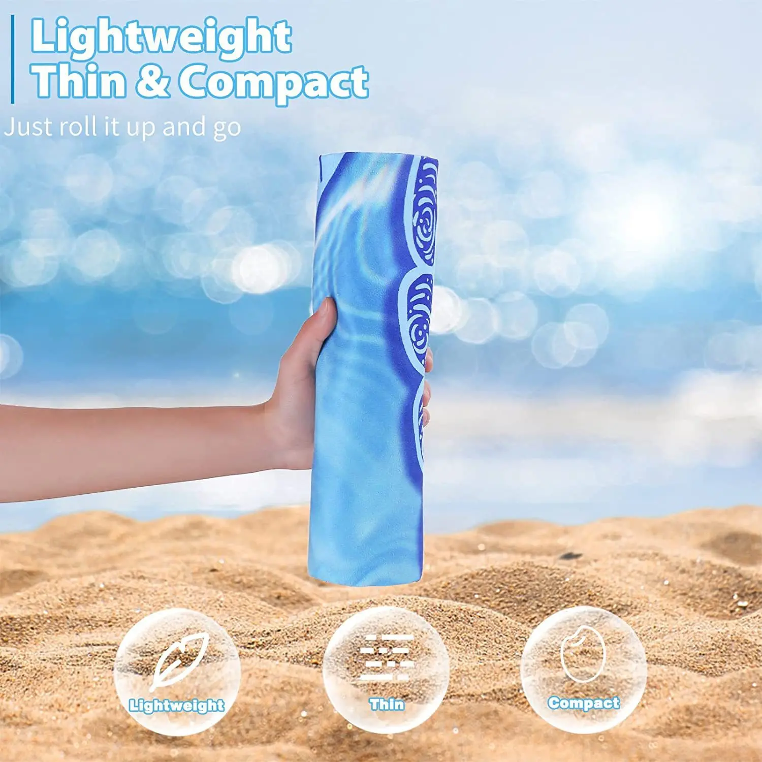 Lightweight 200gsm Custom Printed Turtle Beach Towel Quick Dry Sand Resistant RPET Compact Knitted Material for Summer