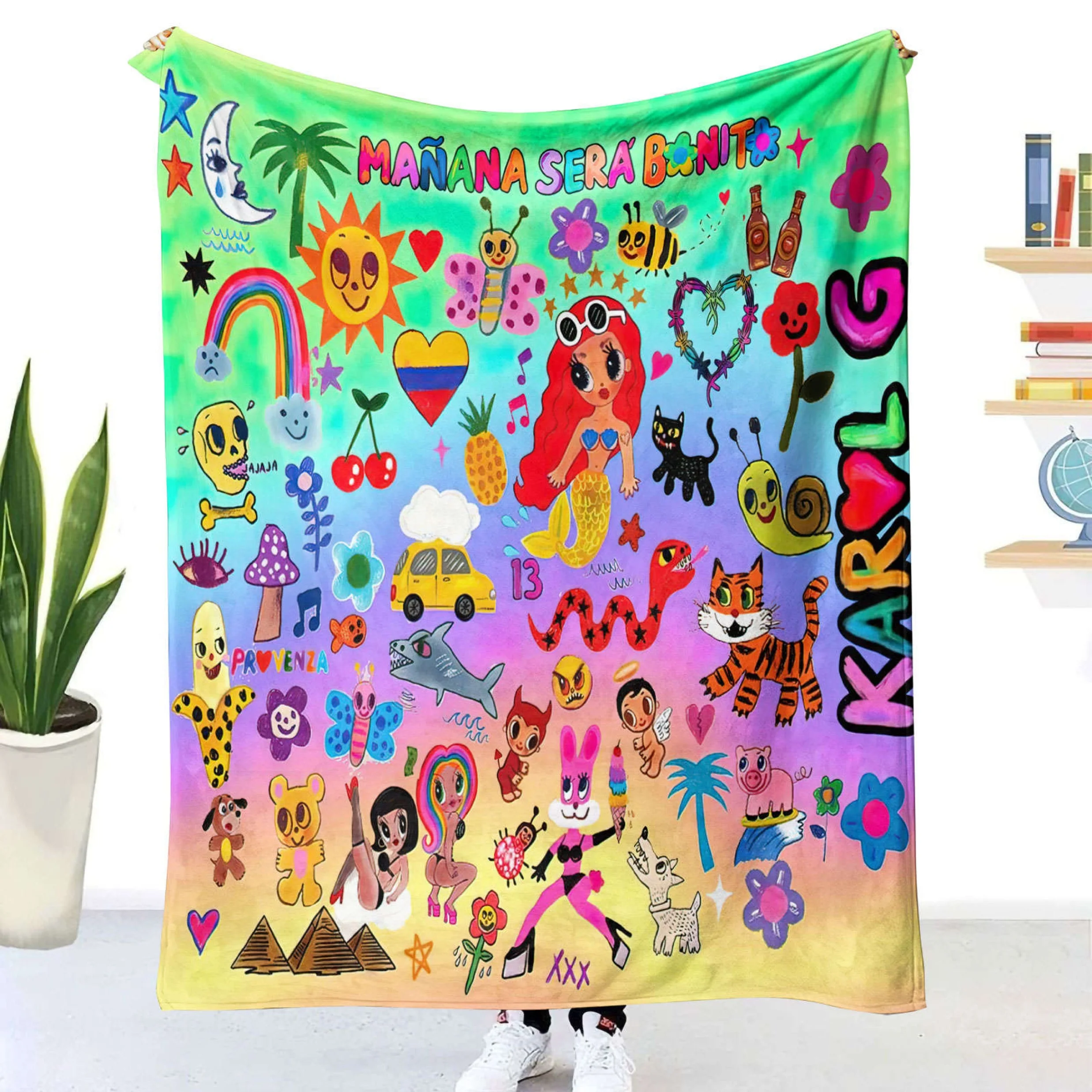 2023 Newest hot sell Karol G Manana Sera Bonito Bichota custom Sublimation fleece travel throw blanket