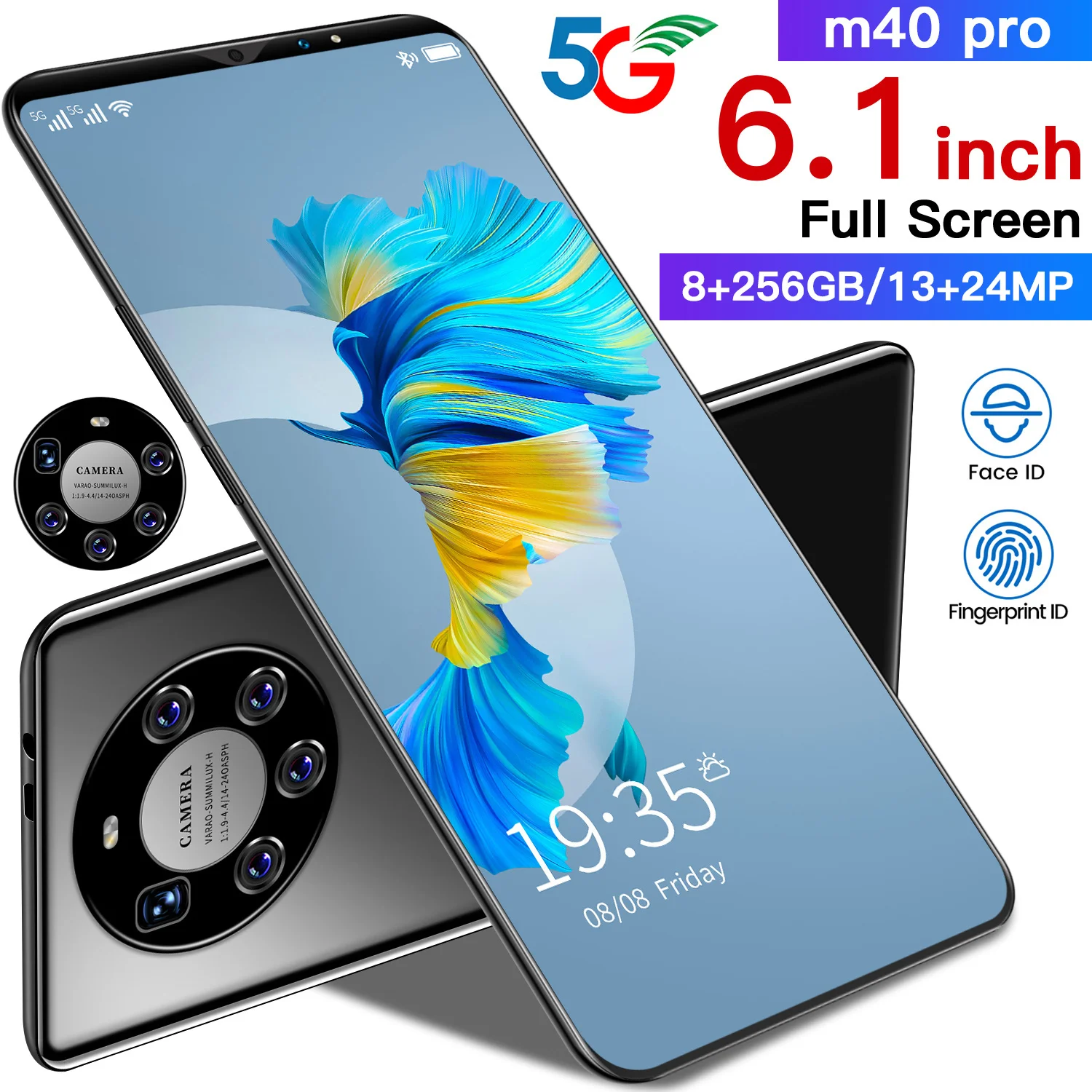 Горячая распродажа! M40 Pro Телефон смартфон с сенсорным экраном и 6 1 дюймов 8 Гб 256 подключается к сети 4g мобильный телефон двумя слотами sim-карты мини 4800