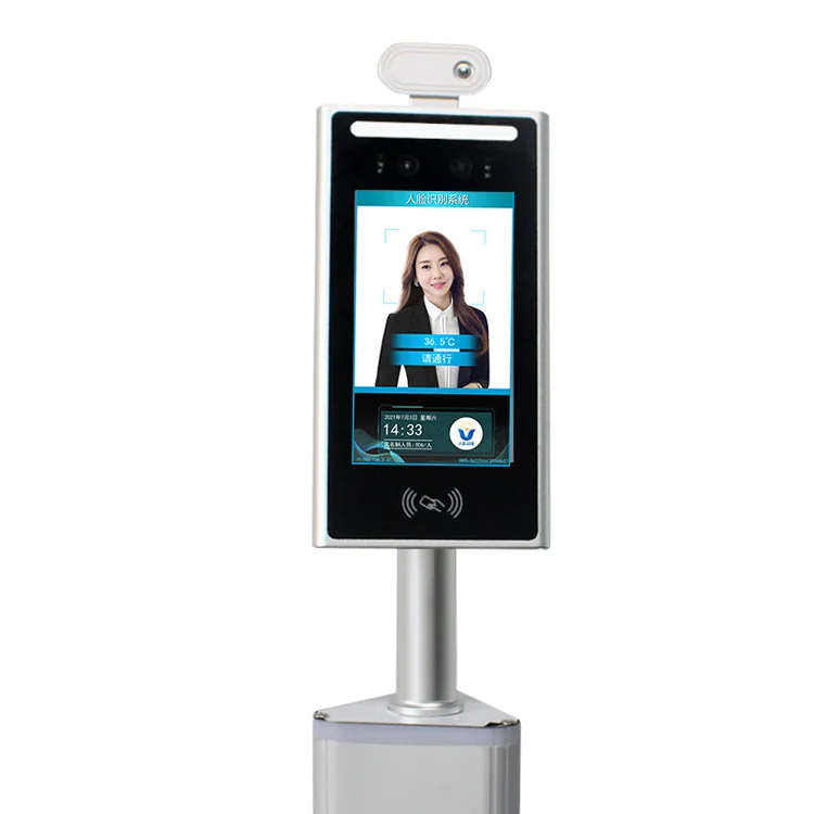 Easy installation 7 inch large screen high definition high precision face recognition access control temperature detection