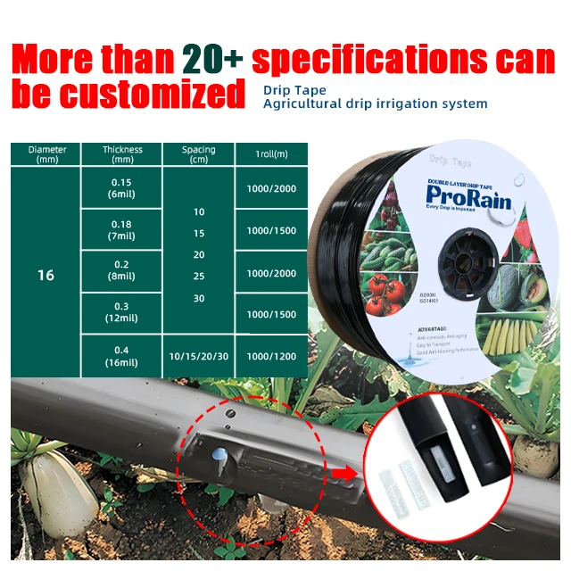 Wholesale Cheap Price 16mm Flat Dripper Drip Tape Layflat Hose Irrigation PC Farm Garden System 1 Hectare Design Agricultural
