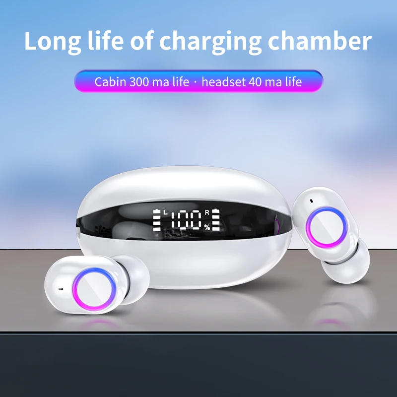 Hot Sales Audifonos F8 BT 5.2 TWS Wireless Earphone Metal Bass Stereo Waterproof Round LED Digital Display Earbuds Mobile Phone