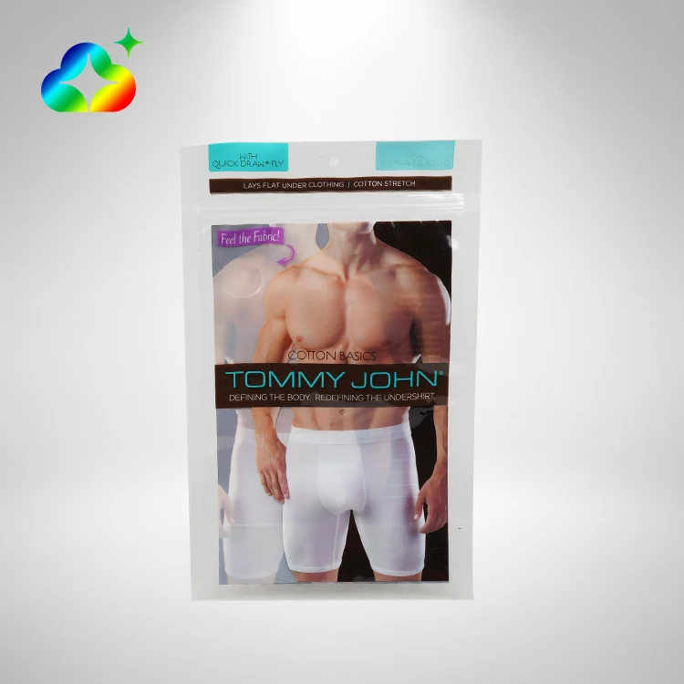 Wholesale Custom Brand Logo Printed Bopp Plastic Ziplock Bags Resealable Security Underwear Packaging for Shoes and Clothing