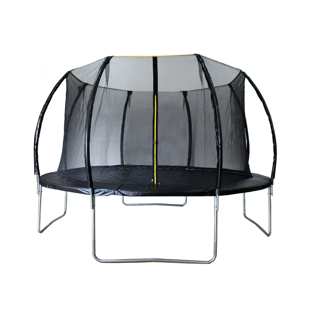 Funjump new design 12ft black customized outdoor trampoline with safety net trampolines