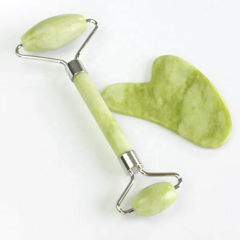 private label gold roller quartz natural 3 sets green xiuyan jade 100 facial skin  massager ball roller set with guasha