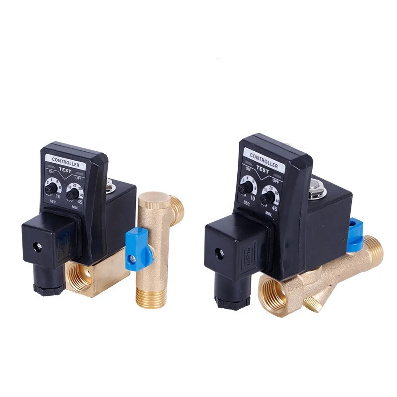 1/2' 220V 24V Auto Drain Solenoid Valve With Automatic Electronic Digital Cyclic Timer For Air Compressor Dryer Receiver Tank